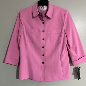 Kasper ASL Pink 3/4 Sleeve Buttonfront Blazer Jacket 12 Tailored career workwear